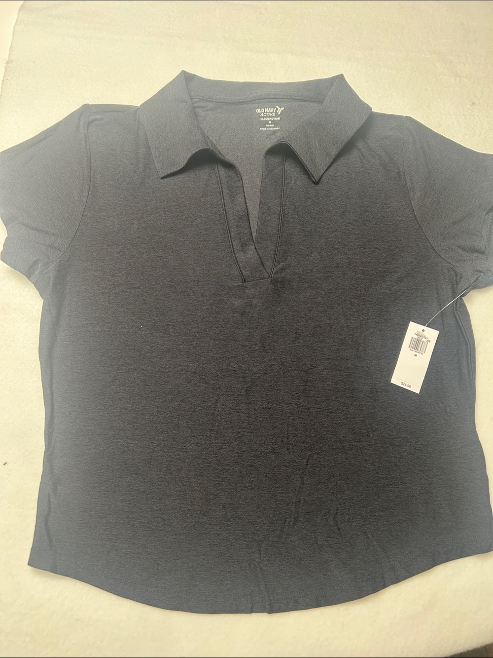 NWT Old Navy Active CloudMotion Cropped Polo V-Neck Gray M